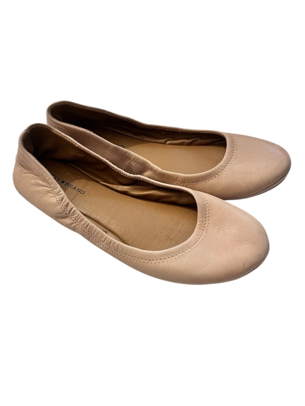 Lucky Brand Nude Leather Ballet Flats Size 7.5 Soft Blush Slip-On